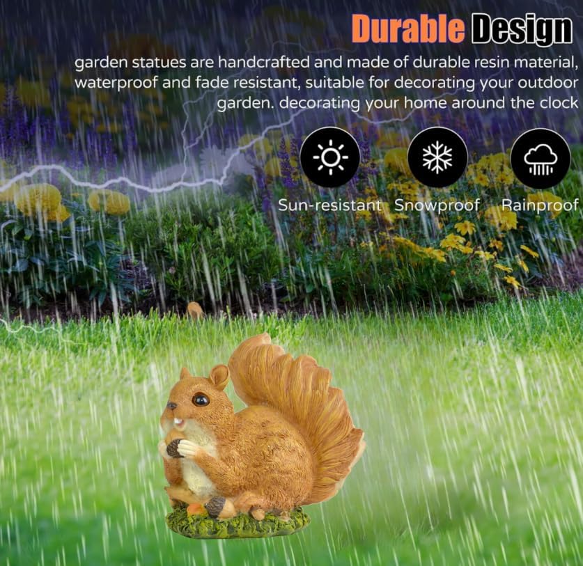 5" Squirrel with Pinecone Statue – Polyresin Figurine for Home & Garden – Whimsical Indoor/Outdoor Decoration on Grass Base