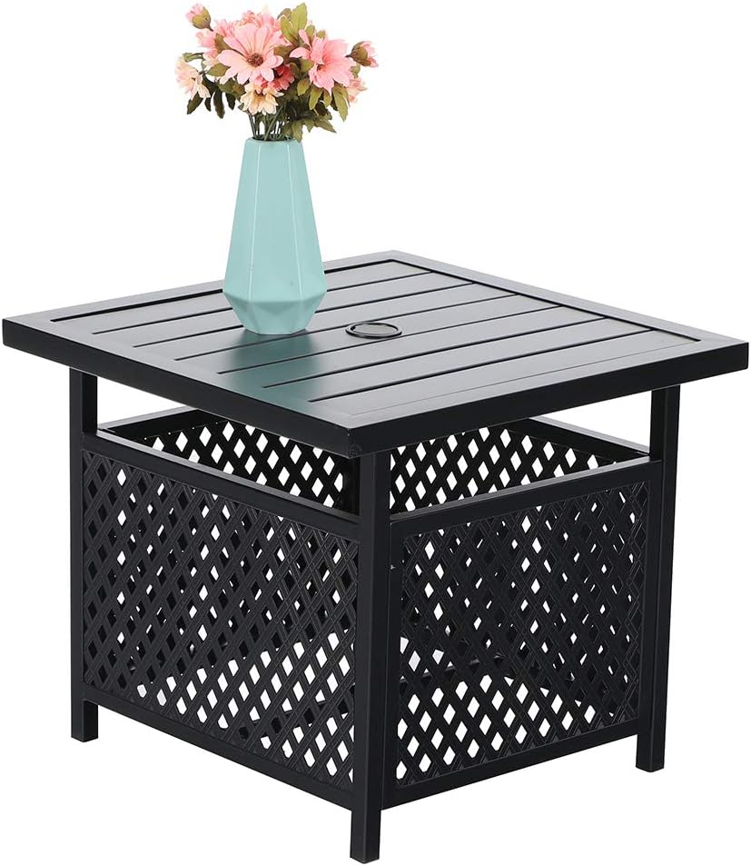 PHI VILLA Outdoor Patio Umbrella Side Table Base Stand with 1.57" Umbrella Hole for Garden,Pool Deck - Black