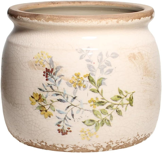Pots for Plants, Ceramic Planters for Indoor/Outdoor Plants, 6.29'' Plant Pots Indoor with Drainage, Vase & Planters, Vintage Rustic Pots for Indoor Plant, Home & Fall Decor, Yellow Sage