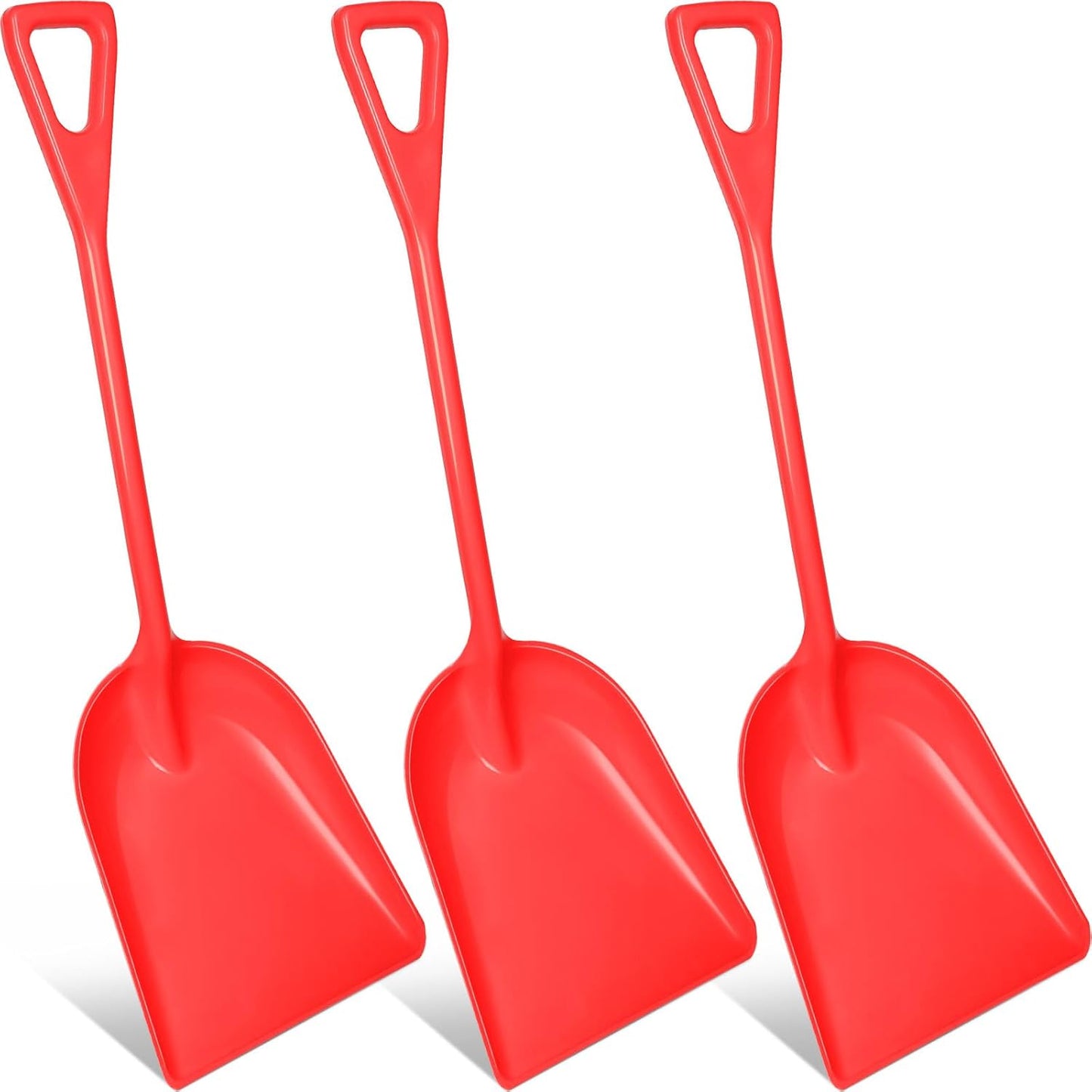 Frienda 3 Pieces Plastic Snow Shovel 43 x 14 Inches Heavy Duty Hygienic Shovel with D Shaped Grip Handle Large Durable Seamless Snow Scoop for Kitchen Gardening(Red)