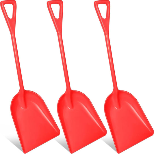 Frienda 3 Pieces Plastic Snow Shovel 43 x 14 Inches Heavy Duty Hygienic Shovel with D Shaped Grip Handle Large Durable Seamless Snow Scoop for Kitchen Gardening(Red)