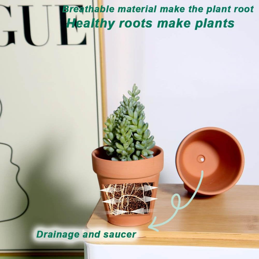 vensovo 3 Inch Terra Cotta & Terracotta Pots with Drainage - 20 Pack Clay Flowerpots, Succulent Nursery Planter Great for Plants, Crafts, Wedding Favor