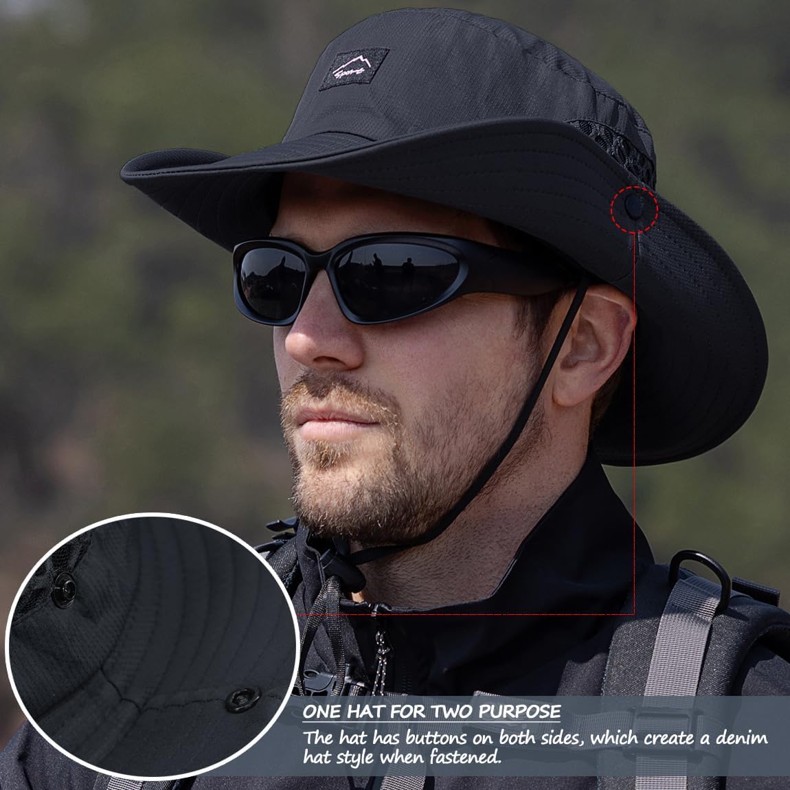 Fishing Hat, UPF50+ Wide Brim Sun Hat for Men Women, UV Protection Hiking Beach Bucket Hats Summer Safari Hat