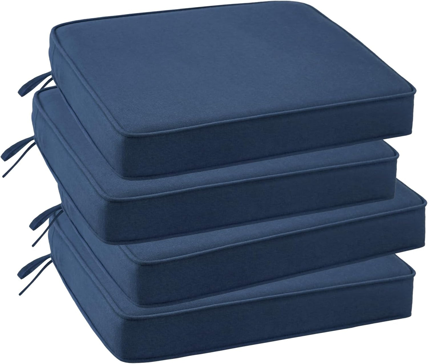 Outdoor Sunbrella Square Corner Seat Cushion, 18.5"x16"x3", Set of 4, Non Slip Seat Cushion Pads with Removable Cover for Patio Furniture, Garden Yard Lawn, Specrtum Indigo