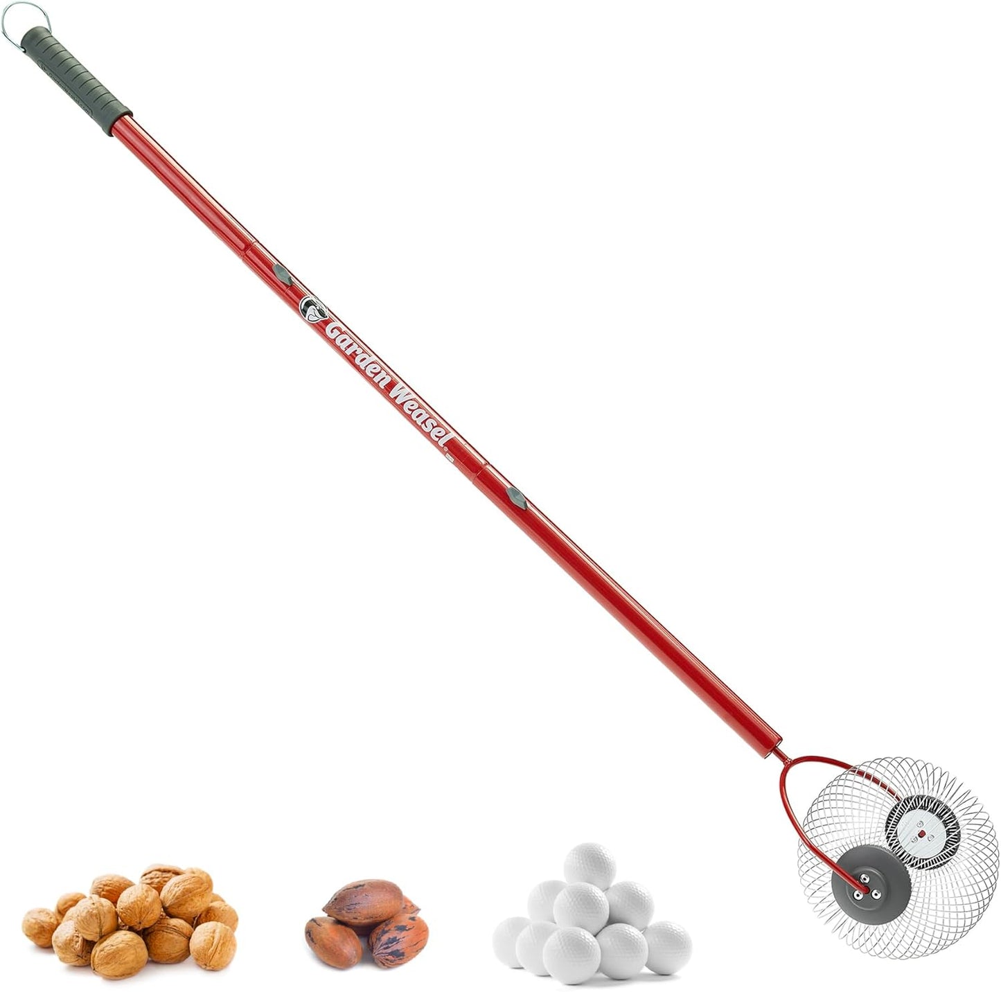 GARDEN WEASEL Medium Nut Gatherer Roller – Nut Collector Tool for Pecans, Hickory Nuts, Golf Balls and More – Yard Picker Upper with Durable Steel Cage and Ergonomic Handle - Newest Model