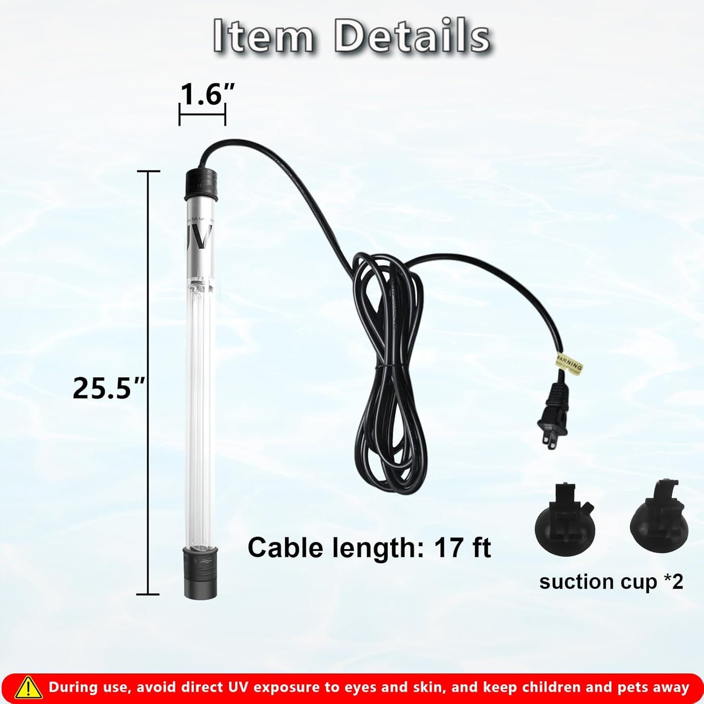 55W Pond UV Light for 500-5000 Gallon, Aquarium UV Light, UV Water Clarifier for Pond, Cold Plunge, Aquarium, Ice Bath, Hot Tub, Swimming Pool, Spa and Fish Tank