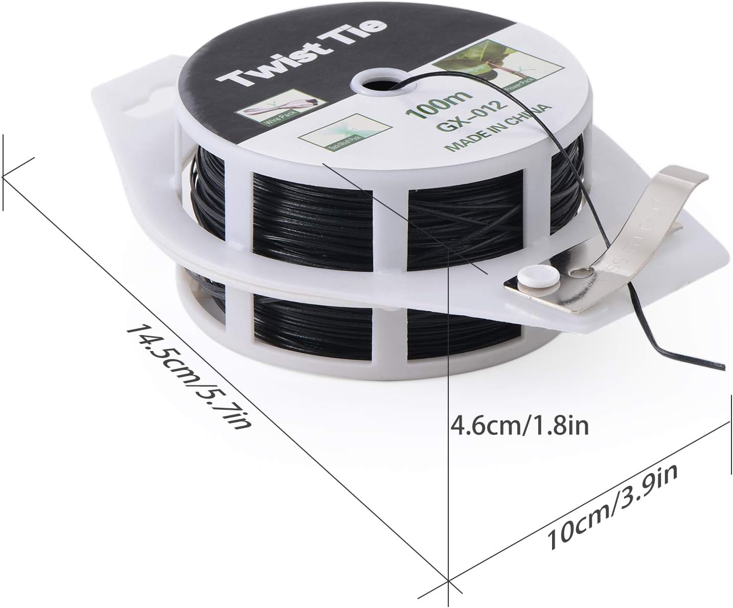 328ft (100m) Twist Ties, Plant Ties for Vines Garden Wire with Cutter for Gardening Home Office, Multi-Function Black Plastic Coated Wire