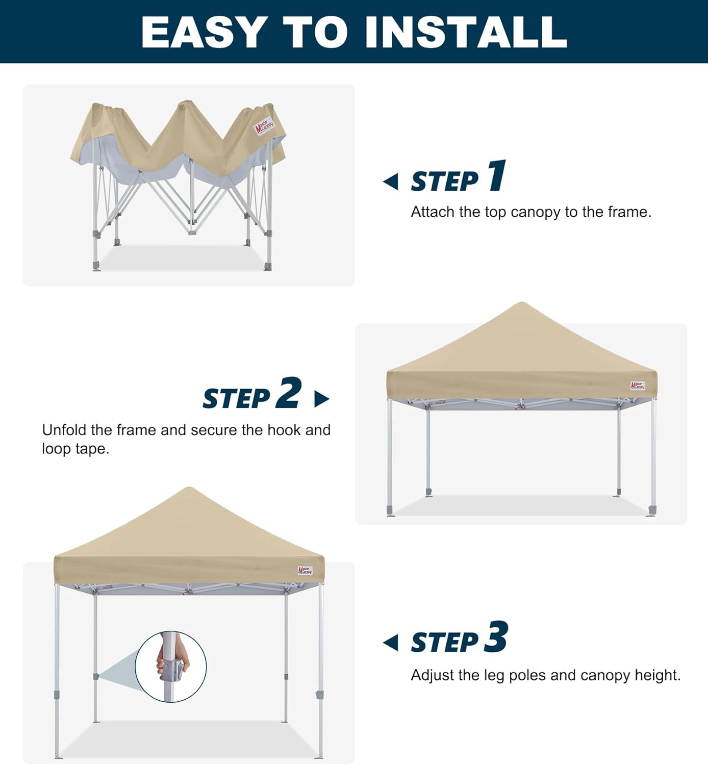 MASTERCANOPY Pop Up Canopy Tent Commercial Grade 10x10 Instant Shelter (Beige)