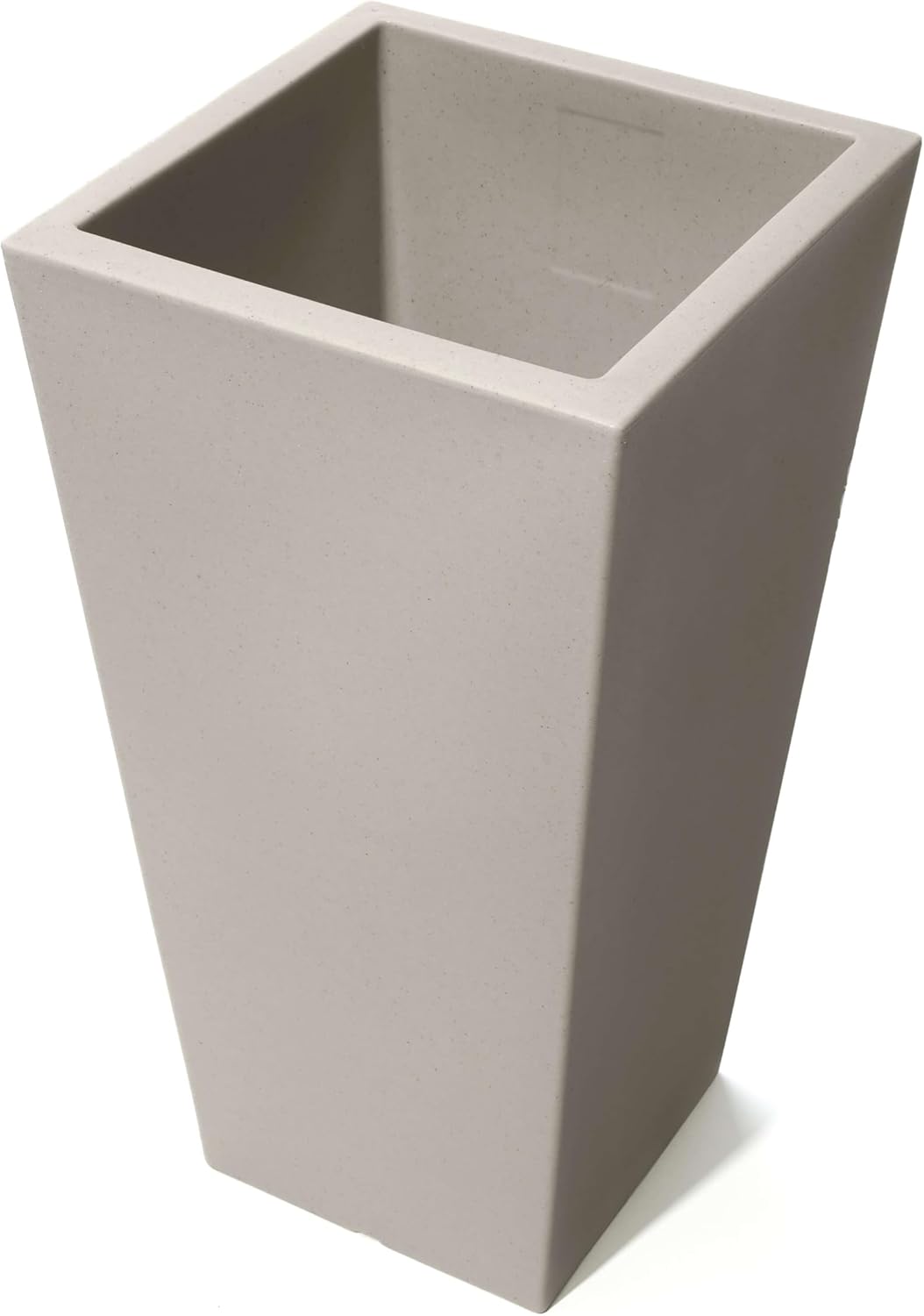 Step2 Tremont Tall Square Tapered Planter, Large Planters for Outdoor Plants, Gardening and Flower Pot for Patio or Porch, Efficient Drainage, Durable Plastic, Concrete, 1-Pack