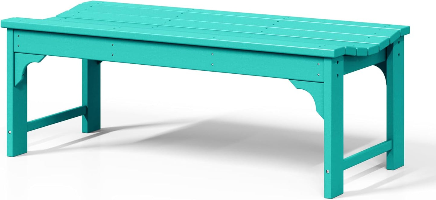 WestinTrends Malibu Outdoor Bench, All Weather Resistant Poly Lumber Backless Patio Garden Bench, Adirondack Curved Bench Seat for Comfort, Turquoise