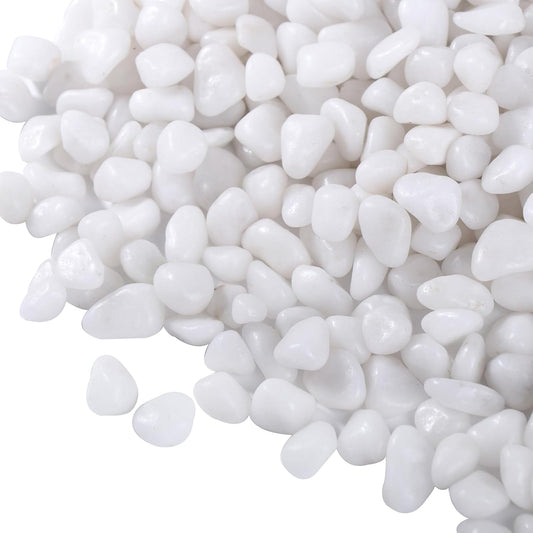 5 LB White Pebbles for Plants, 3/8 inch White Rocks for Vases Landscaping, Small Decorative Stones for Indoor Outdoor, Polished