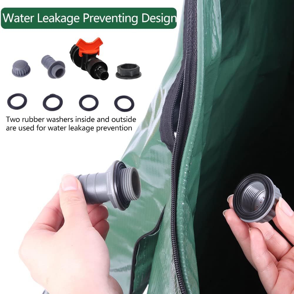 132 Gallon Collapsible Rain Barrel, Portable Rainwater Collection System, Rain Catcher Barrel, Water Storage Tank with Two Spigots and Overflow Kit, Rain Water Barrel Collector for Garden, Green