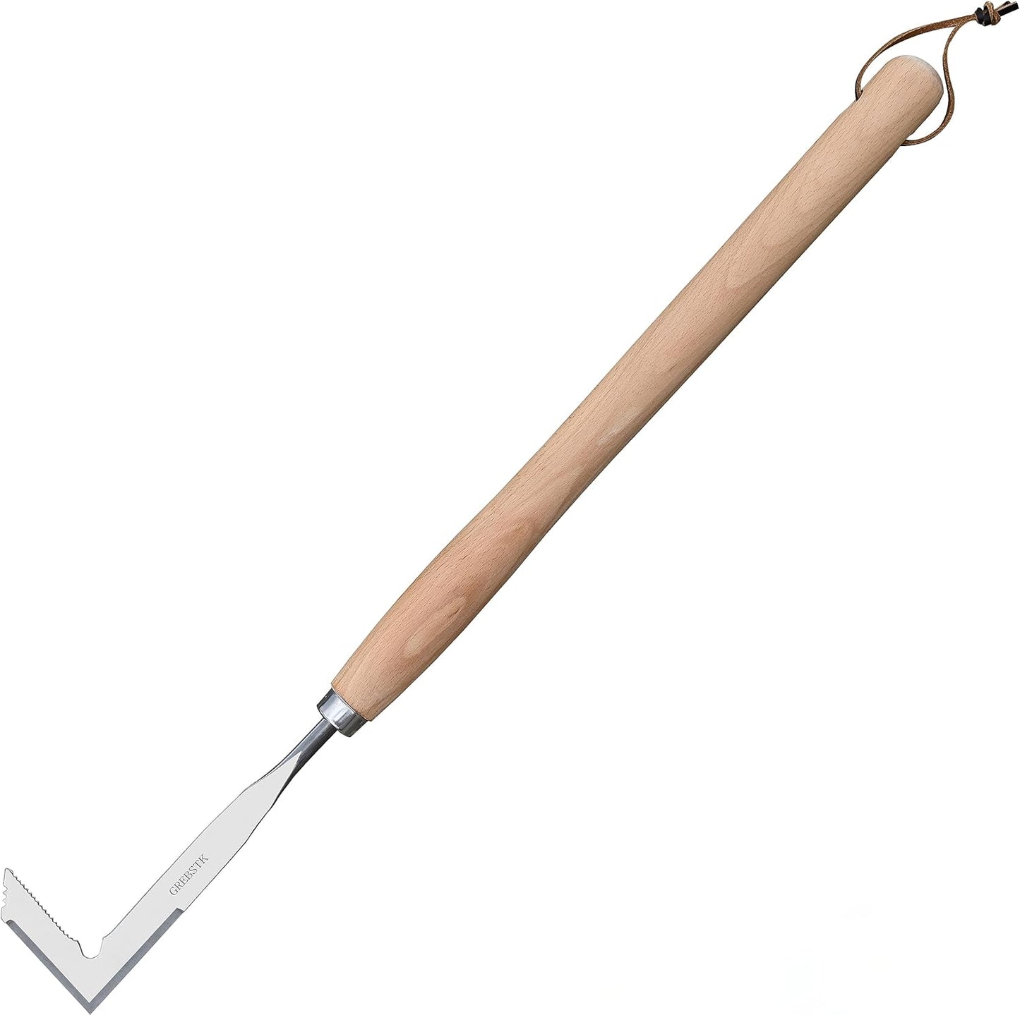 GREBSTK Crack Weeder Crevice Weeding Tool Stainless Steel Manual Weeder Beech Handle Gardening Tool, 22 inch