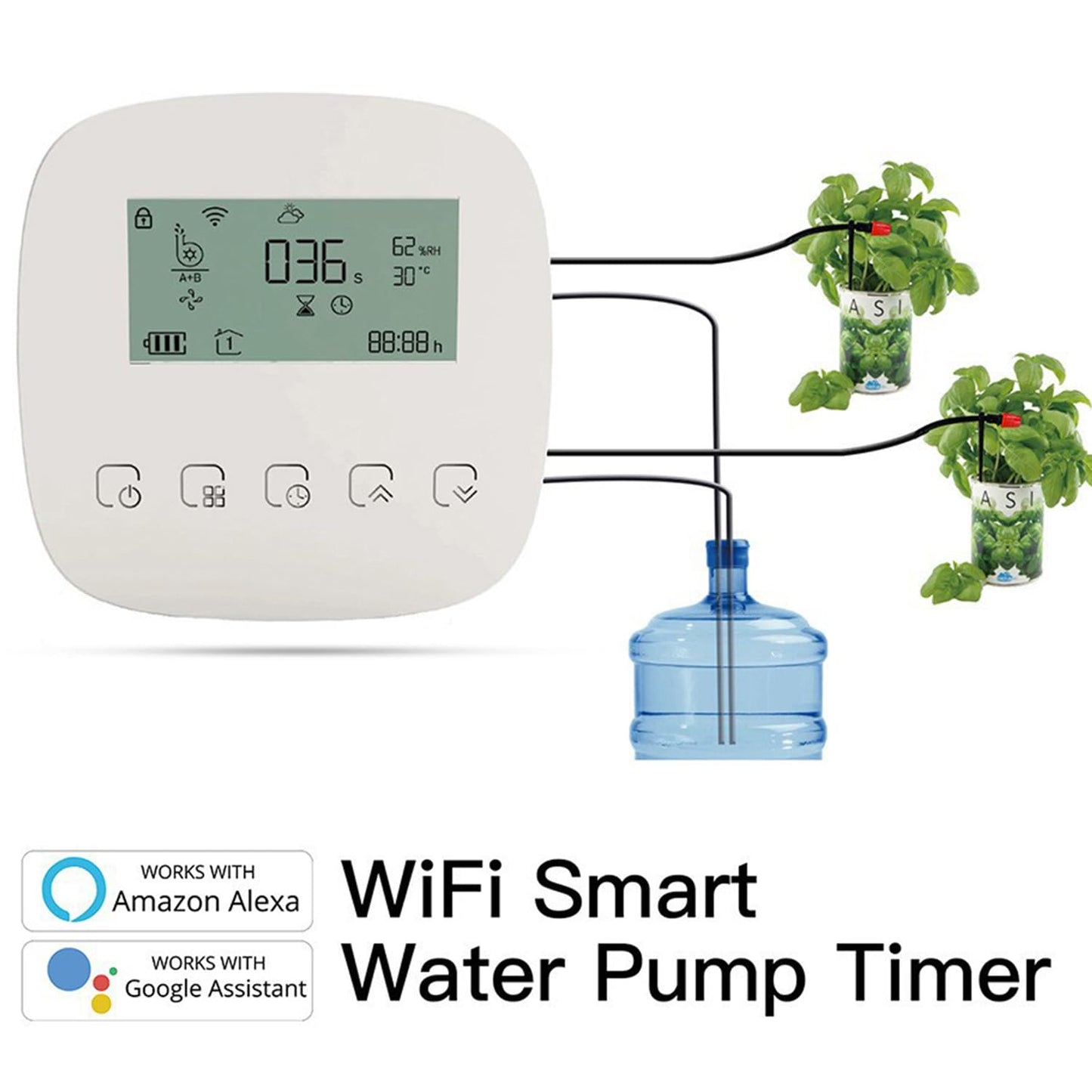 Automatic Drip Irrigation System, Plant Watering Devices with Timer, Plant Watering Devices for 20 Potted Plants, Indoor Outdoor Garden, Raised Beds, Greenhouse& Compatible with Alexa