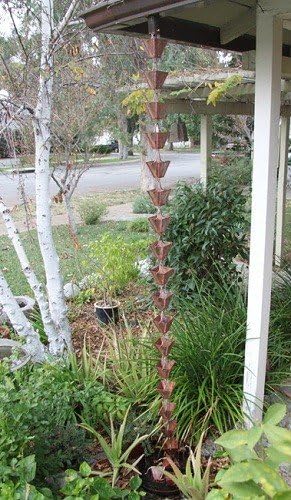 Nutshell Stores Medium Square Cups Rain Chain - Pre-Aged Copper - 9 Feet