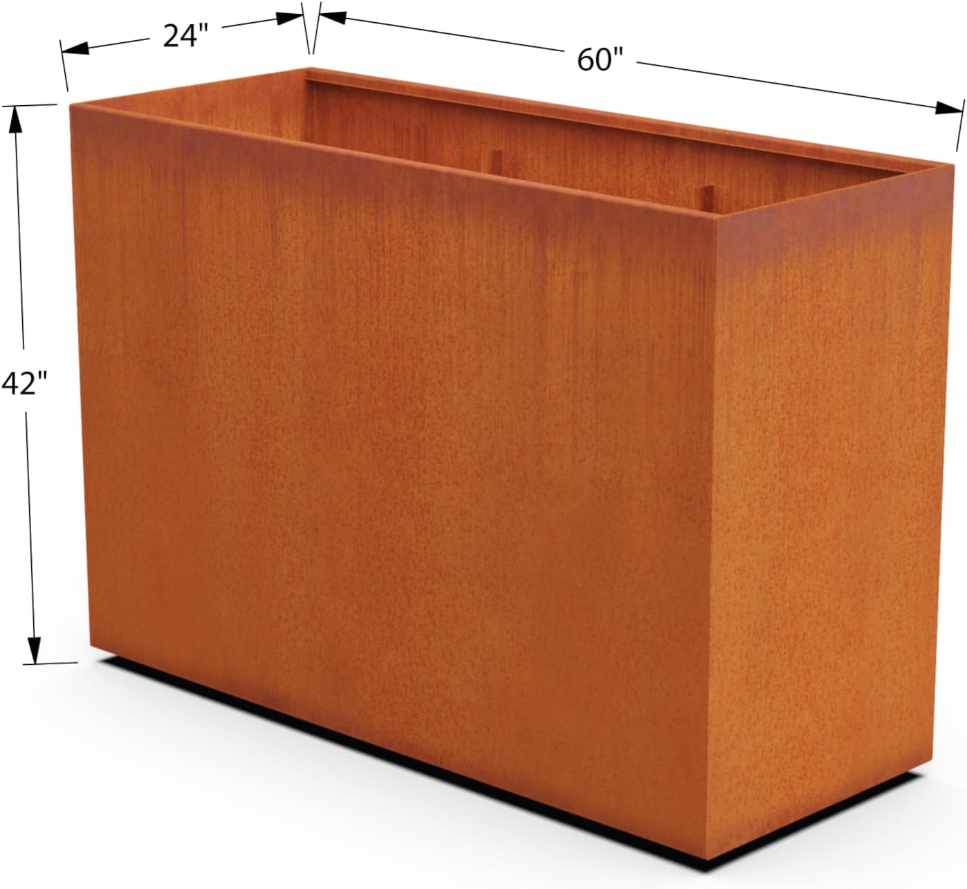 Large Rectangular Planters for Outdoor Plants – 60x24x42 Corten Steel Planter Box for Privacy Screen & Patio | Extra Large Outdoor Planters, Modern Metal Planter