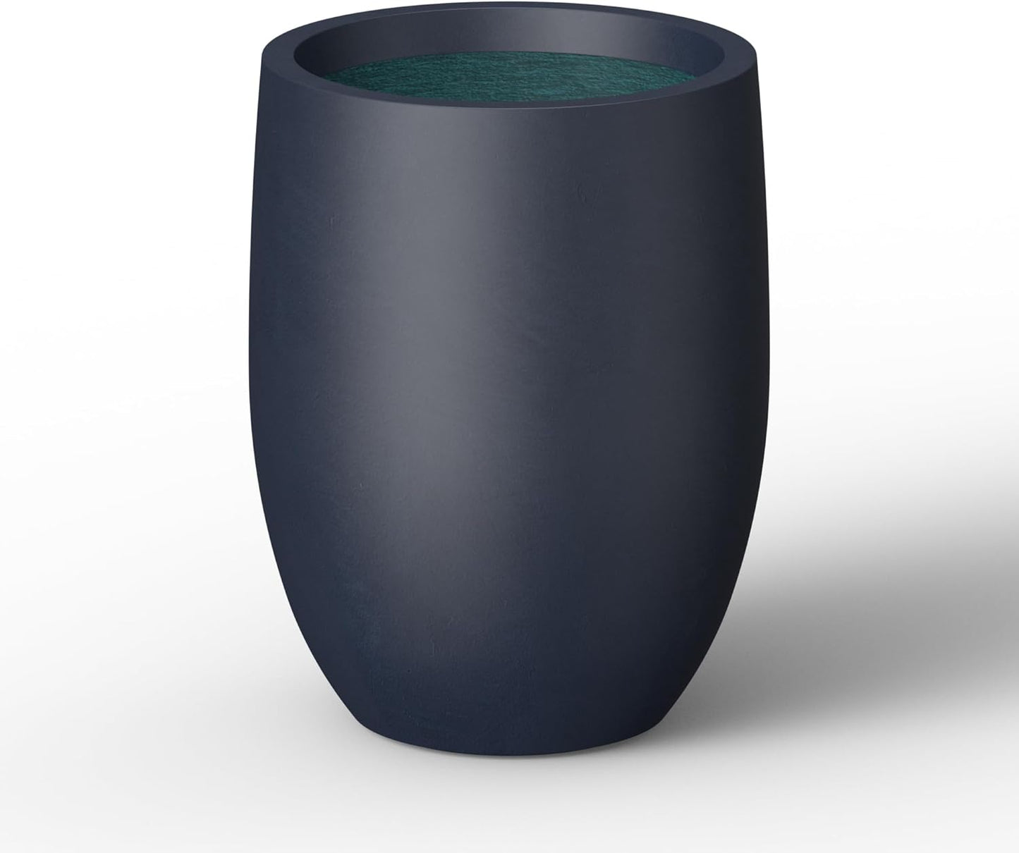 Kante 16.5 Inch Tall Concrete Planter, Large Indoor Outdoor Plant Pot with Drainage, Smooth Charcoal Finish with Forest Green Interior, Ideal for Porch, Home, Garden, Patio