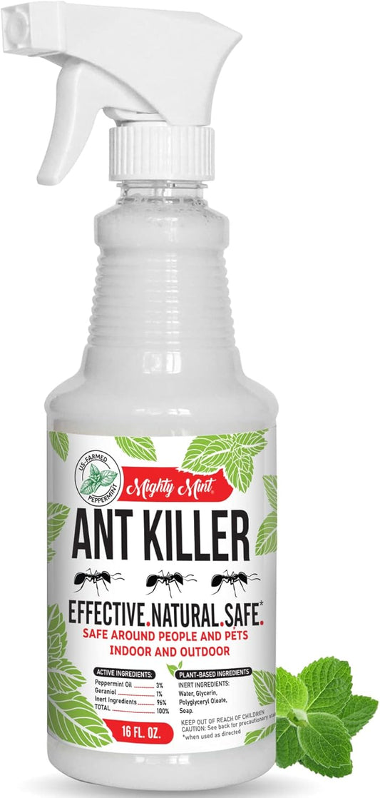 Mighty Mint Peppermint Oil Ant Killer Spray – Natural Ant Repellent for Indoor & Outdoor Use – Plant-Based Insect & Pest Control – 16 oz