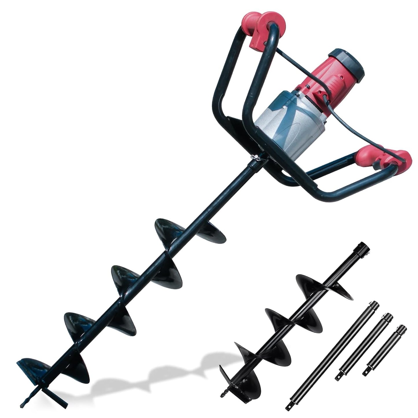 DC HOUSE 1500W Electric Post Hole Digger Earth Auger Hole Digger Auger Digging Tools with 6" Digging and Extension Rods for Farmland Garden Plant