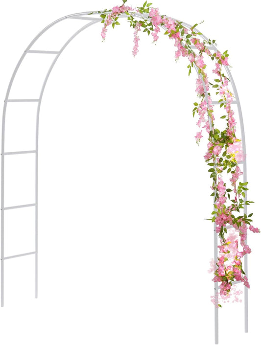 RUBFAC Metal Garden Arch, Wedding & Event Decoration, Garden Trellis for Climbing Plants, Assemble Freely 2 Sizes for Various Climbing Plant Roses Vines Bridal Party Decoration White, 1 Pack