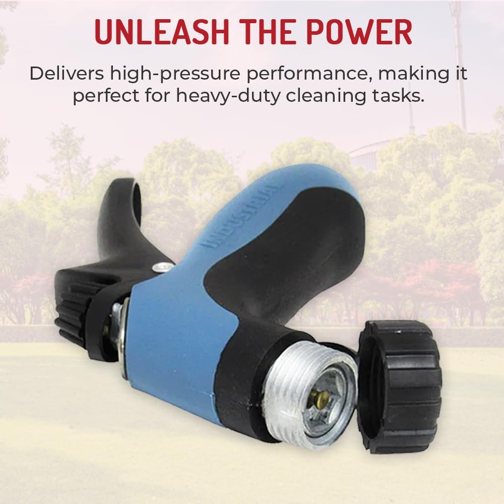 Hi Tech High-Pressure Heavy-Duty Hose Nozzle – 100 PSI Max, 160F Water Temp, Pistol Grip with Threaded Front for Cleaning Tools, Fits Standard Garden Hoses
