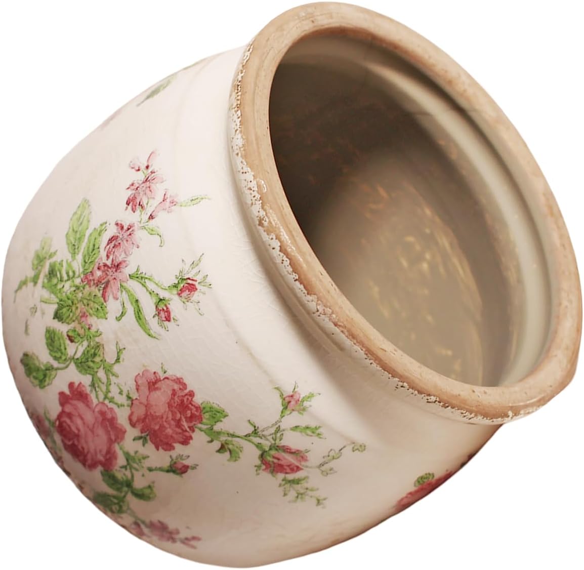 Ceramic Planters for Indoor Plants, Plant Pots with Drainage Hole, 6.29in. Flower Pots for Indoor Plants, Vintage Planters & Succulent Pots, Crackle Glaze Finish Plant Pots, Vintage Floral