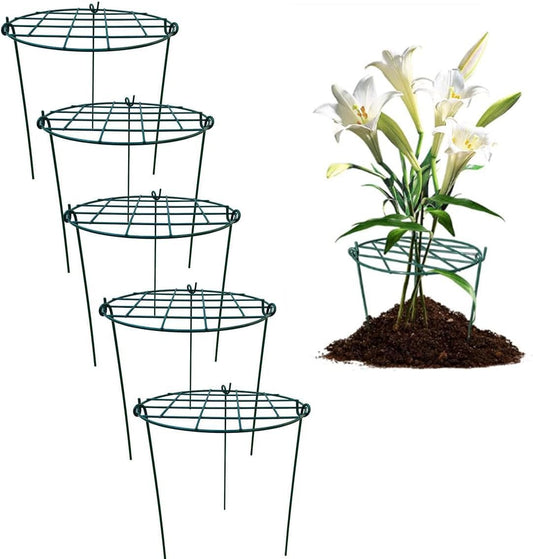 16 x 24 inch Peony Cages,Grow Through Plant Support Stakes, Flower Support Hoops Heavy Plants Brace Rings,Pack of 5