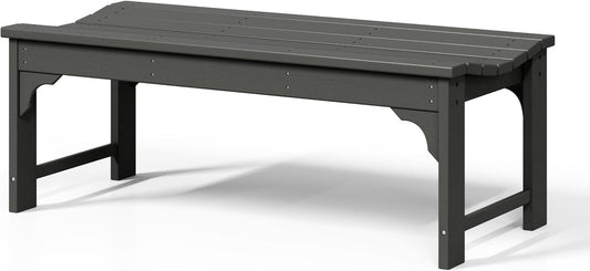 WestinTrends Malibu Outdoor Bench, All Weather Resistant Poly Lumber Backless Patio Garden Bench, Adirondack Curved Bench Seat for Comfort, Gray