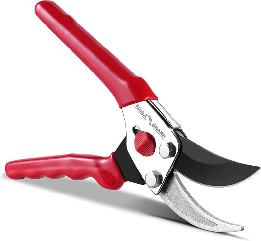 Flora Guard Garden Shears 8.5" Bypass Pruning Shears, Professional Ultra Sharp Sk5 Steel Garden Clippers, Heavy Duty Plant Cutting Scissors Tools Supplies, Hedge Branch Trimmer, Super Durable