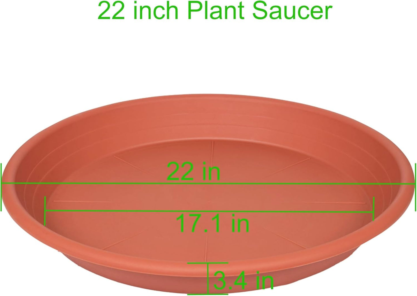 2 Pack of 22 inch Extra Large Plant Saucer, Extra-Deep 3.4" Plant Tray, Bird Bath Bowls for Garden, Plastic Pot Trays for Indoors Outdoors, Water Catcher for Gallon Grow Bags 19-22" (22", Terracotta)