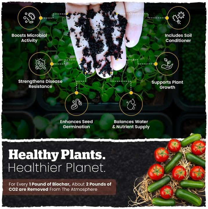 Wakefield Premium Biochar Blend – Organic Potting Soil for Vegetables, Tomatoes & Gardens – Potting Mix Enriched with Humic Acid & CarbonBoost – Versatile Top Soil for Indoor & Outdoor Plants-2quarts