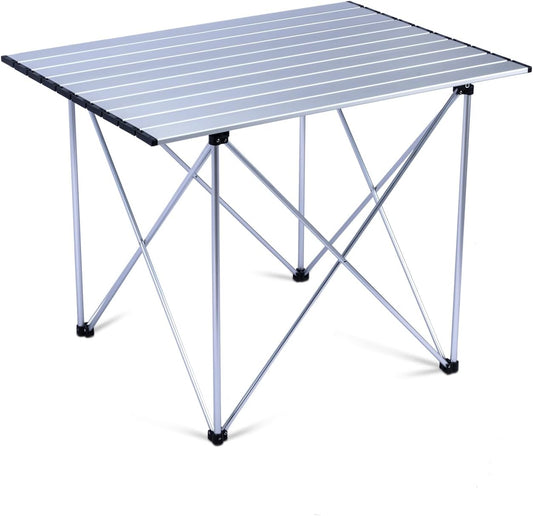 iClimb Ultralight Compact Camping Folding Table with Carry Bag (Reinforced Silver - XL)