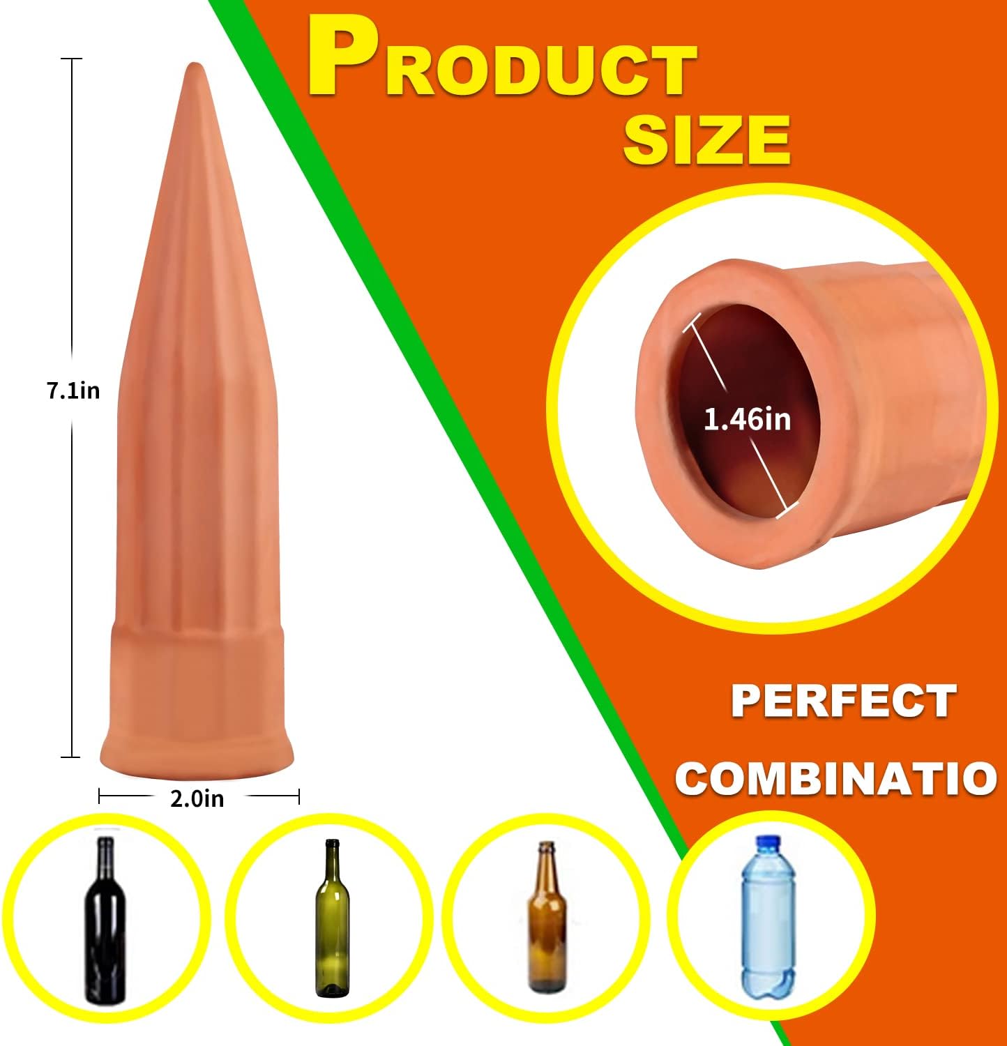 Self Watering Spikes -4 Pack Terracotta Plant Watering Stakes Devices Vacation Self-Watering Stakes for Indoor/Outdoor Plants