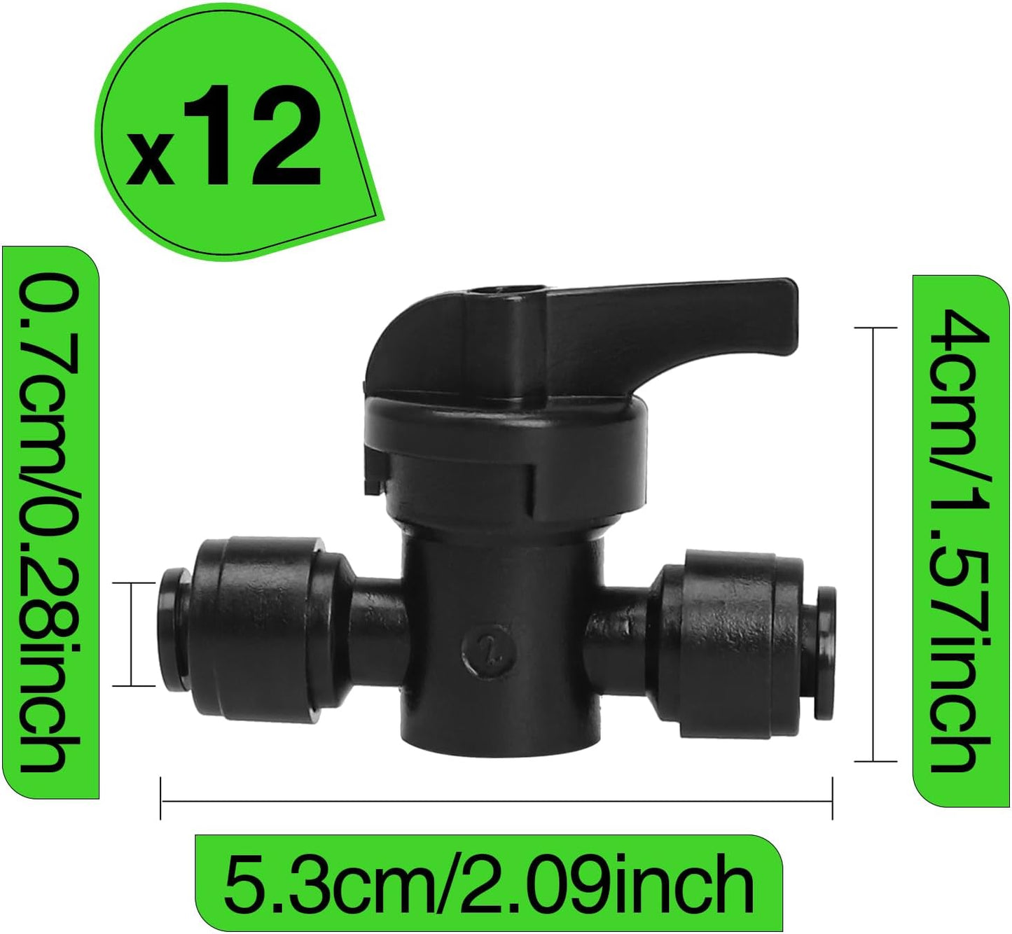 MIXC 12 Pack 1/4 Inch Drip Irrigation Valves, Quick Connect 1/4 Inch Drip Irrigation Shut Off Valves for 1/4" Tubing, Water Flow Control Sprinkler Valve for Drip Sprinkler Garden System