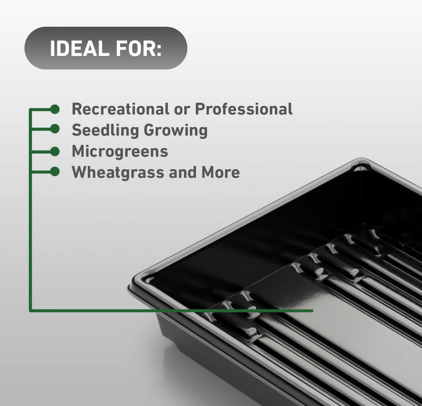 10x20 Inch Black Plastic 10 Pack Plant Propagation Tray – Growing Trays for Garden, Planting, Seedling, Soil & Hydroponic Horticulture - Microgreen Trays Grow Plants - No Drain Holes