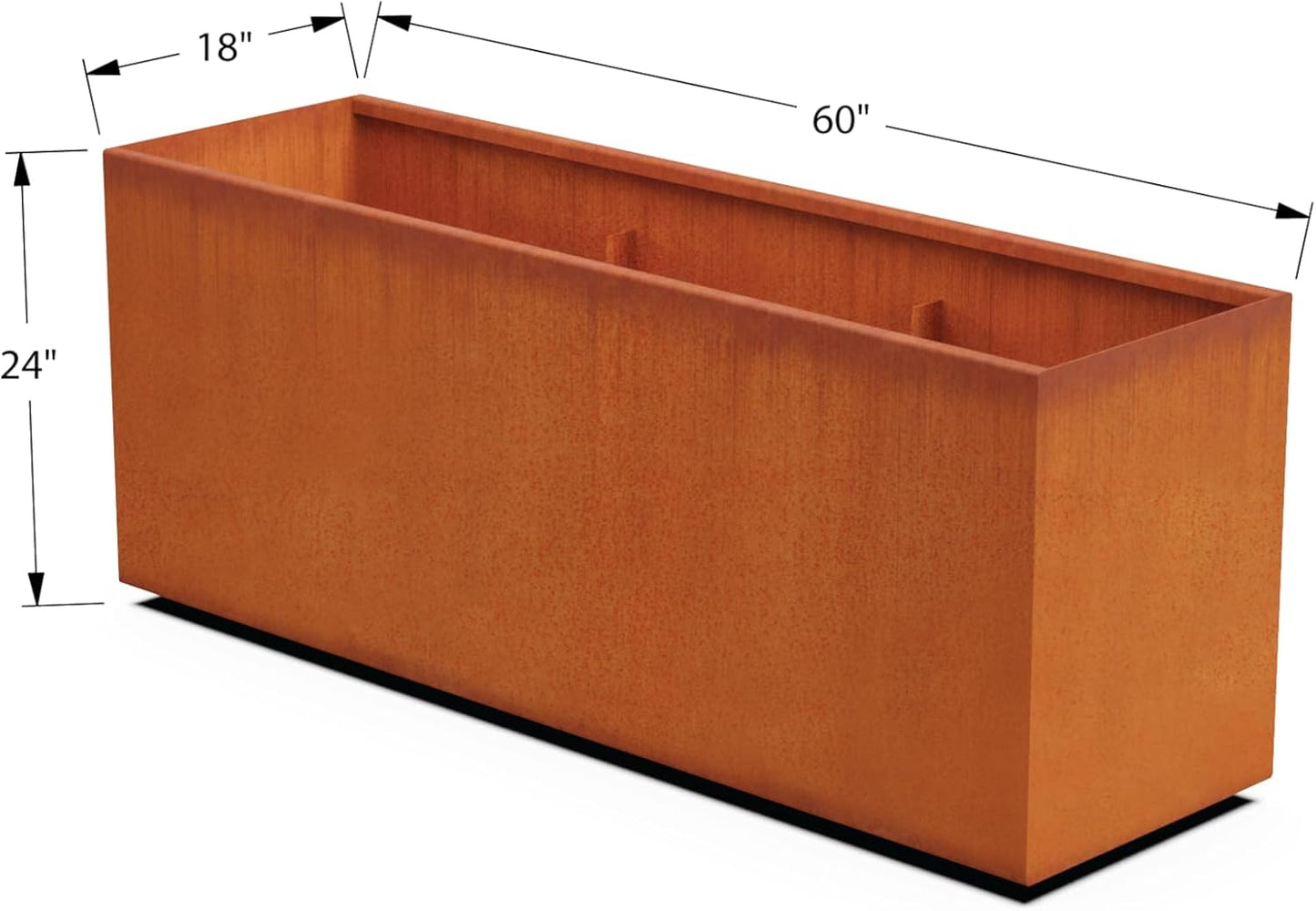 Large Rectangular Planters for Outdoor Plants – 60x18x24 Inch Corten Steel Planter, Extra Large Outdoor Planter Box for Modern Patio, Garden & Landscape Design
