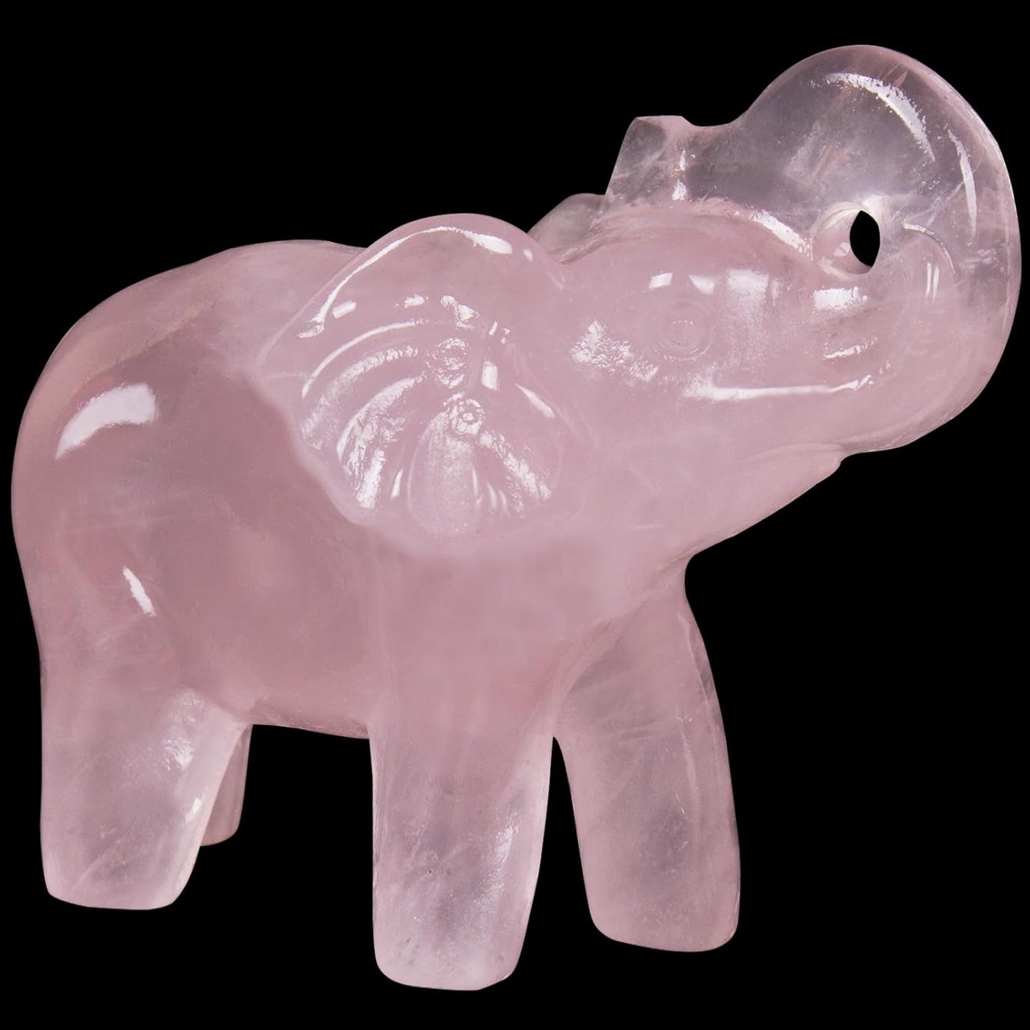 2 Inch Rose Quartz Crystal Elephant Sculpture Handcrafted Healing Stone Animal Figurine Spiritual Home Decor Lucky Charm Gift for Wealth Success Positive Energy and Meditation Lovers