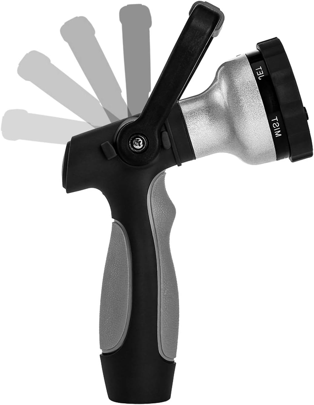 GREEN MOUNT New Patent Garden Hose Nozzle, Heavy Duty Water Nozzle, High Pressure Fireman Style Nozzle with Ergonomic Handle to Water Lawn and Garden, Black