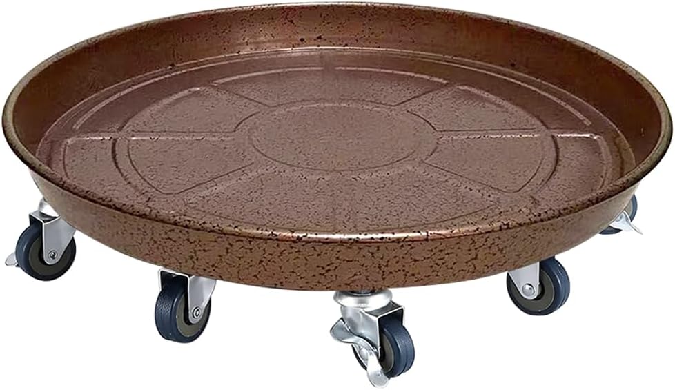Plant Caddy with Wheels, Heavy Duty Plant Stand with Universal Wheels, Round Pot Trolley for Indoor Outdoor,18inch Bronze