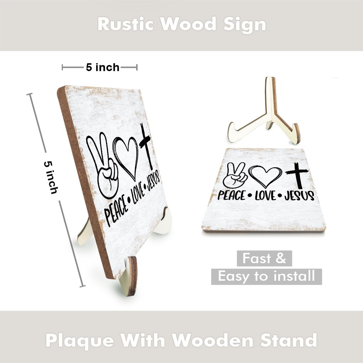 Inspirational Wood Sign Rustic Desk Decor Home Farmhouse Office Work Table Desk Accessories Decorative Christian Religious Bible Verse Faith Decorations Office Supplies Living Room Cubicle Decor