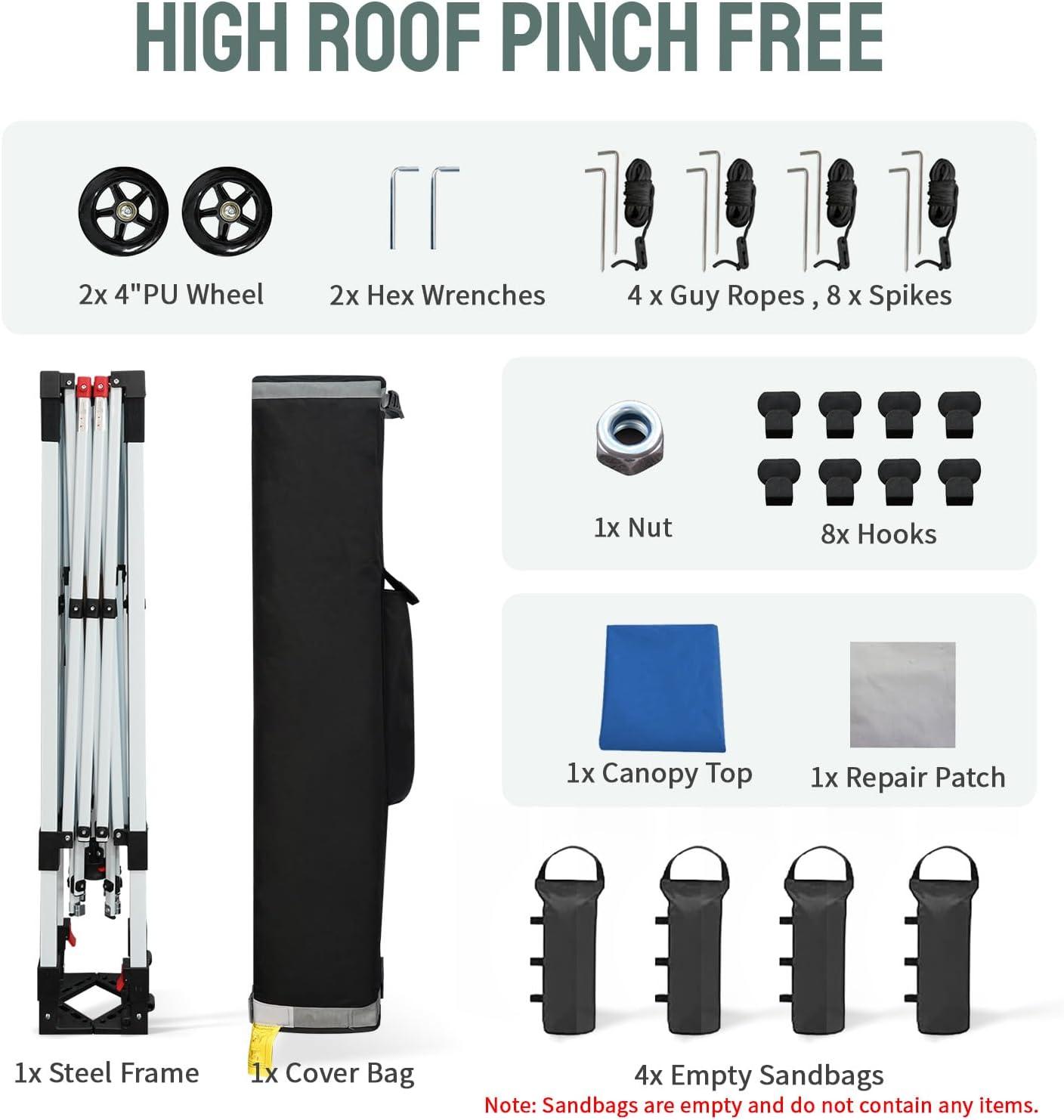 CROWN SHADES Pop Up Canopy Tent, 8x8 Commercial Canopy Tent with 4" Wheels, 4 Upgraded Weights, Patented Centerlock, 400D Strength Oxford Fabric, Sto'N Go Bag, Blue