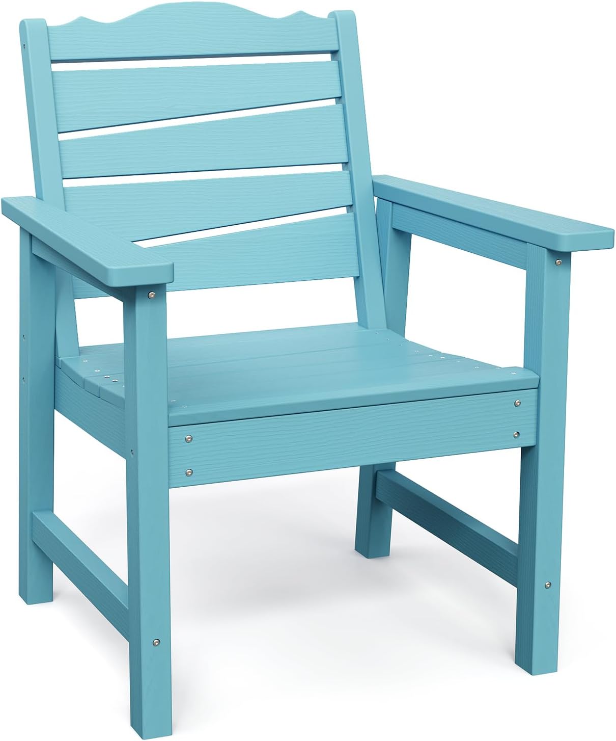 Weatherproof Patio Chair, HIPS Outdoor Dining Chair with Ergonomics Wide Seat, 400lbs Capacity Outdoor Chairs for Garden, Porch, Lawn & Backyard, Lake Blue