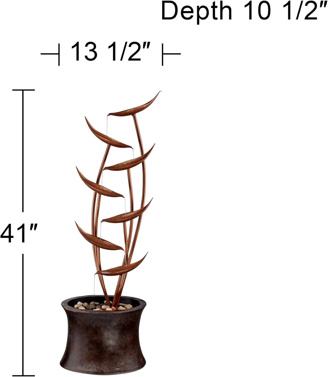 Ashton Tiered Copper Leaves 41" High Large Modern Indoor Outdoor Decor Resin Floor Fountain Standing Waterfall Cascading Water Feature for Outside Garden Patio Yard Backyard Porch - John Timberland