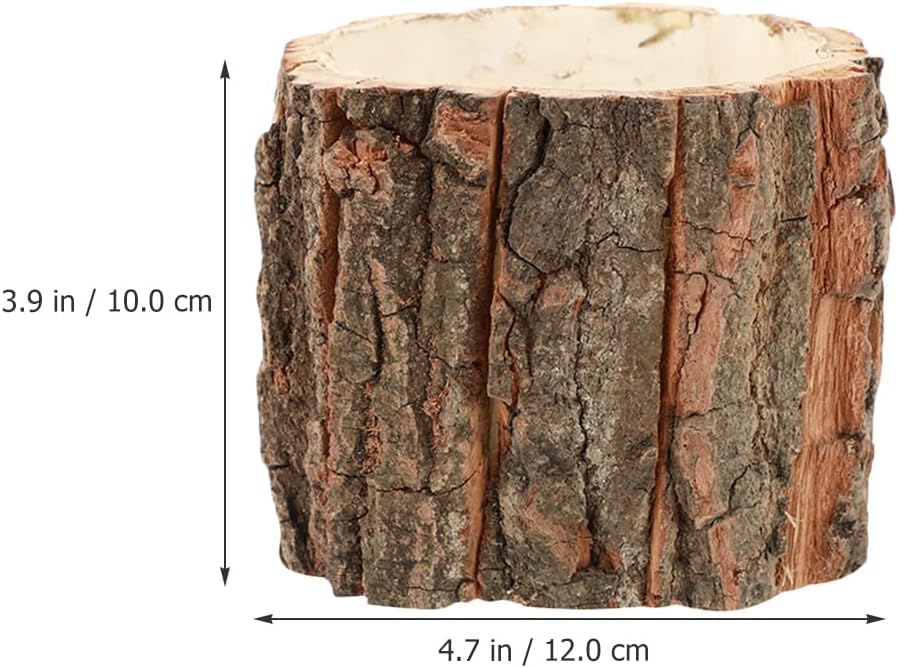 Housoutil 3PCS Wood Bark Flower Pots, Bark Bucket Planter Wooden Flower Pots, Natural Wood Bark Flower Buckets for Indoor Outdoor Home Art Decor