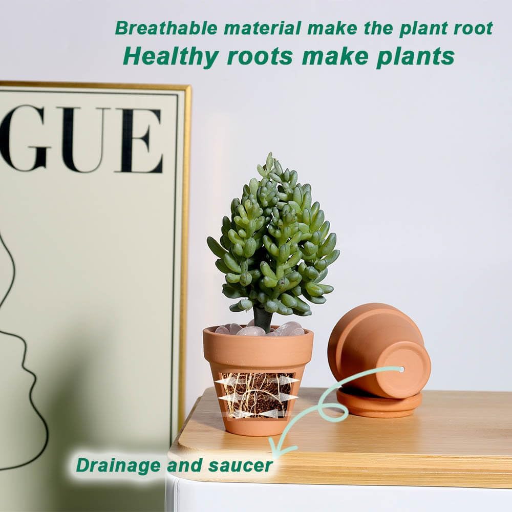 vensovo 48 Pcs 2" Tiny Terracotta & Terra Cotta Pots with Drainage - Small Mini Clay Ceramic Pottery Planter Ideal for Indoor/Outdoor Plants, Crafts, Wedding Favors