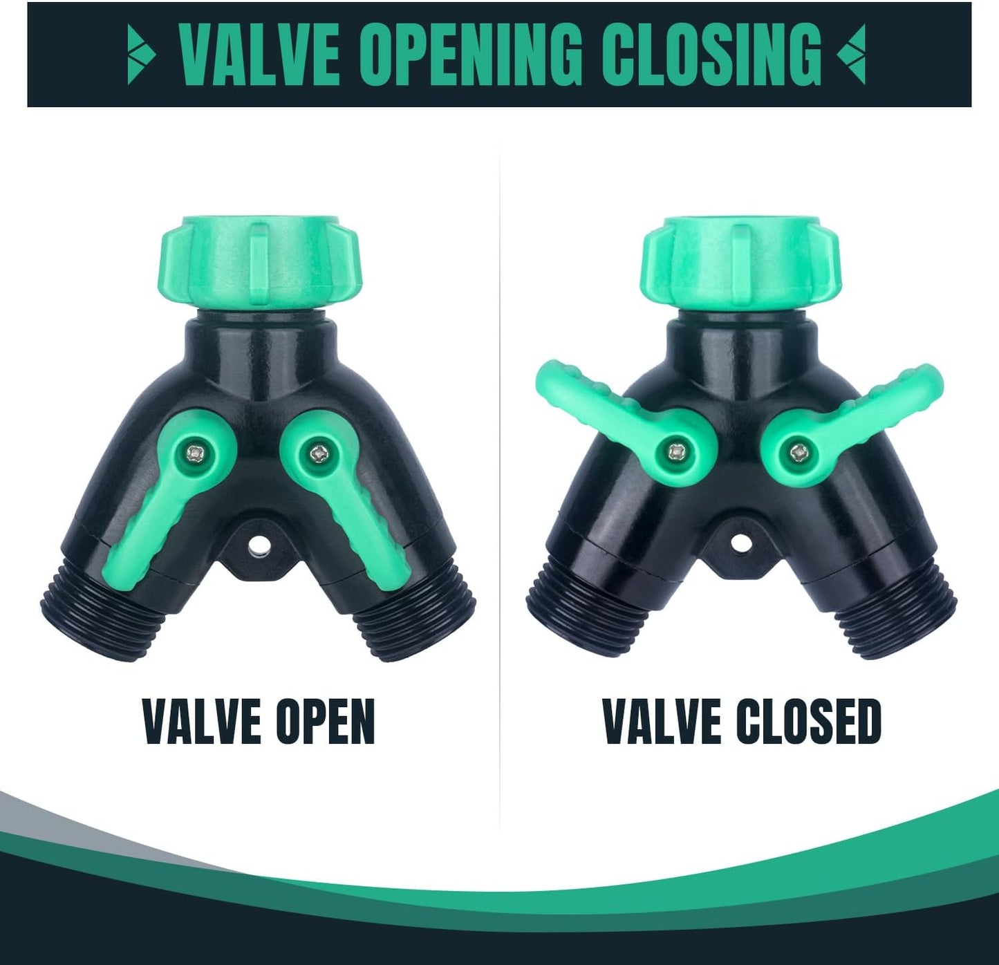 2 Pack Garden Hose Splitter 2 Ways Water Hose Splitter Heavy Duty Plastic 3/4" Hose Y Splitter Outdoor Faucet Splitter with Leak Proof Tape and 4 Extra Rubber Gaskets