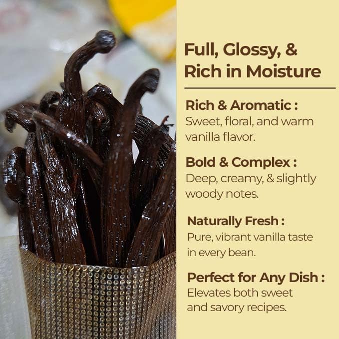 25 Whole Vanilla Beans Grade A + | Premium Vanilla Bean Pods for Making VanillaExtract | NON GMO | Perfect for Homemade Extract, Baking, Ice cream, Desserts |~6-8 Inches | NYVanilla.