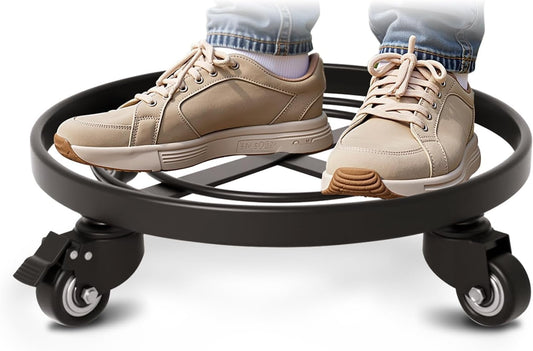 AMAGABELI GARDEN & HOME 16" Metal Plant Caddy Heavy Duty Iron Potted Plant Stand with Wheels Round Flower Pot Rack on Roller Dolly Holder Mover Indoor Outdoor Planter Trolley Casters Brakes BG1721