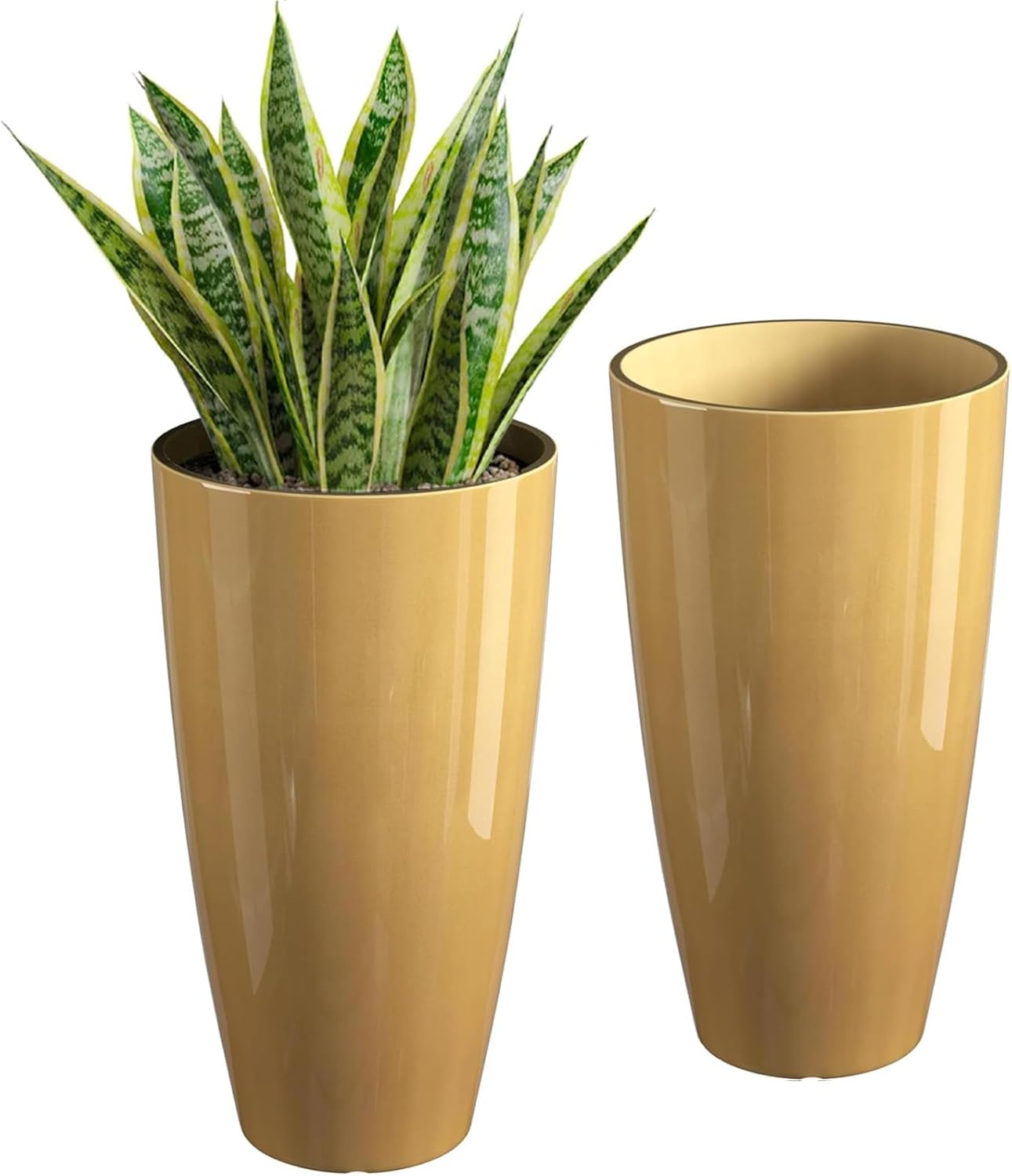 QCQHDU 21 inch Tall Planters for Outdoor & Indoor Plants, 2 Pack Sturdy Plant-Flower-Tree Pots for Front Porch Patio Deck Living Room Decor
