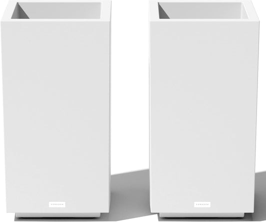 Veradek Block Series Pedestal Planter - Tall Planter for Indoor or Outdoor Front Porch | All-Weather Use with Removable Insert Bucket | Modern Décor for Flowers, Tall Trees, Faux Plants